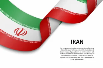 پرچم نواری کشور ایران در حال تکان خوردن