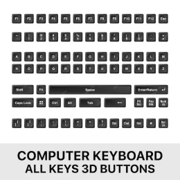 وکتور کلیدهای کیبورد 3 بعدی با دکمه های سیاه