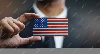 لایه باز یک فرد با داشتن کارت پرچم ایالات متحده آمریکا