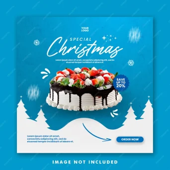 لایه باز پست منوی غذای کیک با تم کریسمس در رسانه های اجتماعی