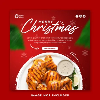 قالب منو فایل لایه باز منوی غذای رستوران کریسمس برای شبکه های اجتماعی