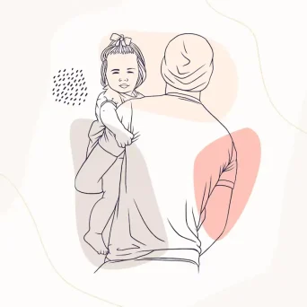 وکتور طراحی کودک دختر در آغوش پدرش مفهوم روز پدر