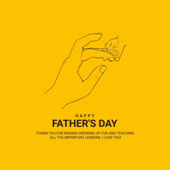 طراحی مفهومی دست کودکی در دستان پدر با مفهوم تبریک روز پدر