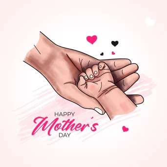 طراحی قالب تبریک روز مادر - دست کودک در دستان مادر
