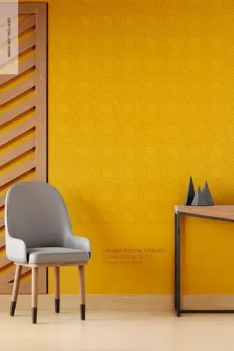 موکاپ صندلی در اتاق نشیمن از نمای جلو