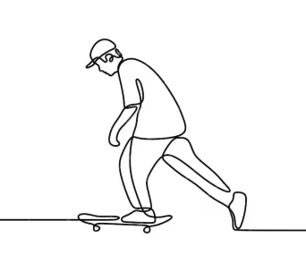 وکتور طراحی تک خطی مردی در حال بازی اسکیت بورد