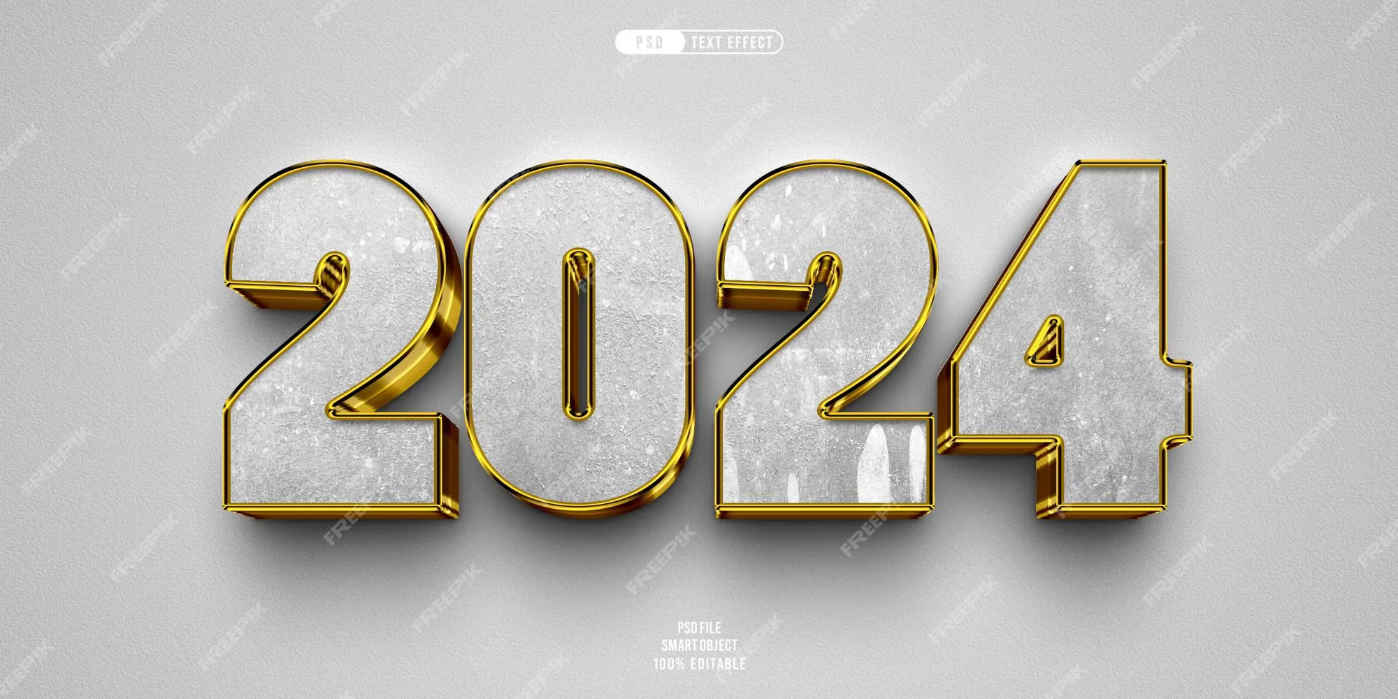 لایه باز جلوه متن سه بعدی قابل ویرایش سال جدید 2024