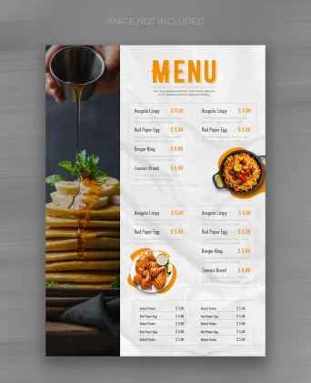 قالب منو فایل لایه باز طراحی جلد منوی رستوران