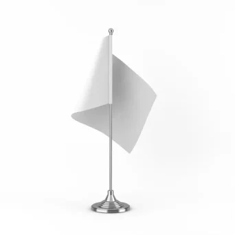 تصویر پرچم رومیزی از نمای پشت روی پس زمینه سفید