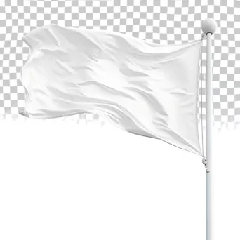 موکاپ پرچم سفید در حال تکان خوردن با وزش باد