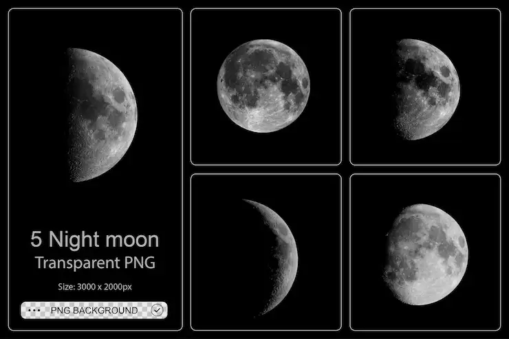 پنج تصویر مختلف از سطح ماه